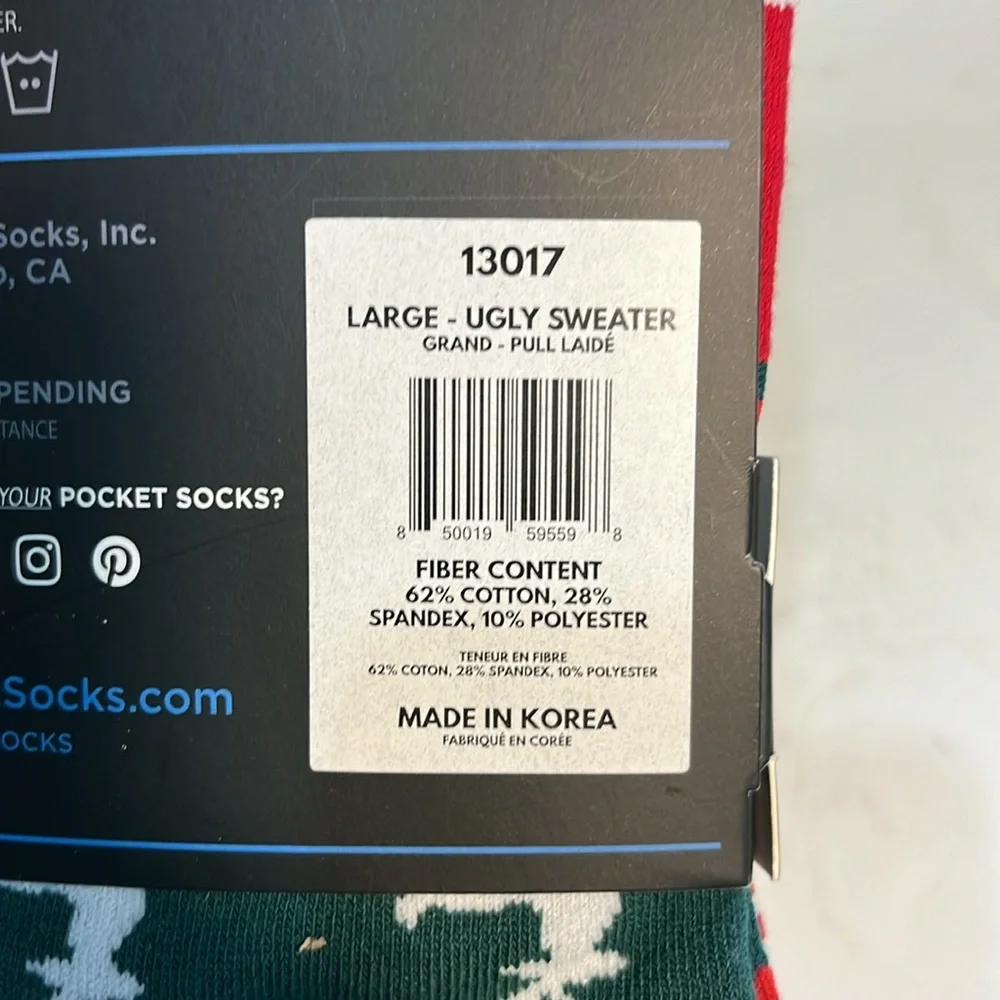 Ugly Sweater Pocket Socks NEW in Packaging